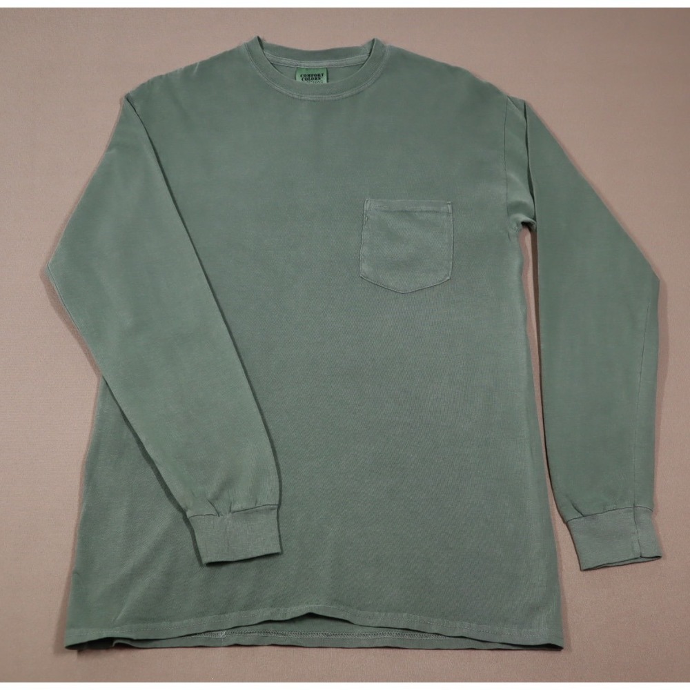 Comfort Colors Green Long Sleeved Pocket Tee - Size M‎